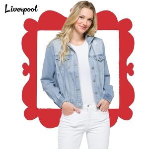 Liverpool | Sky Blue Hooded Denim Jacket